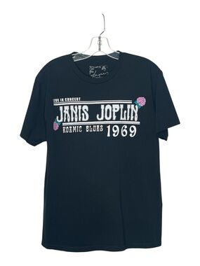 Janis Joplin 1969 Kozmic Blues Black Graphic Tee Size M